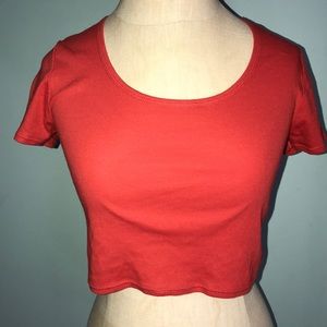 Plain red  TOPSHOP crop tee